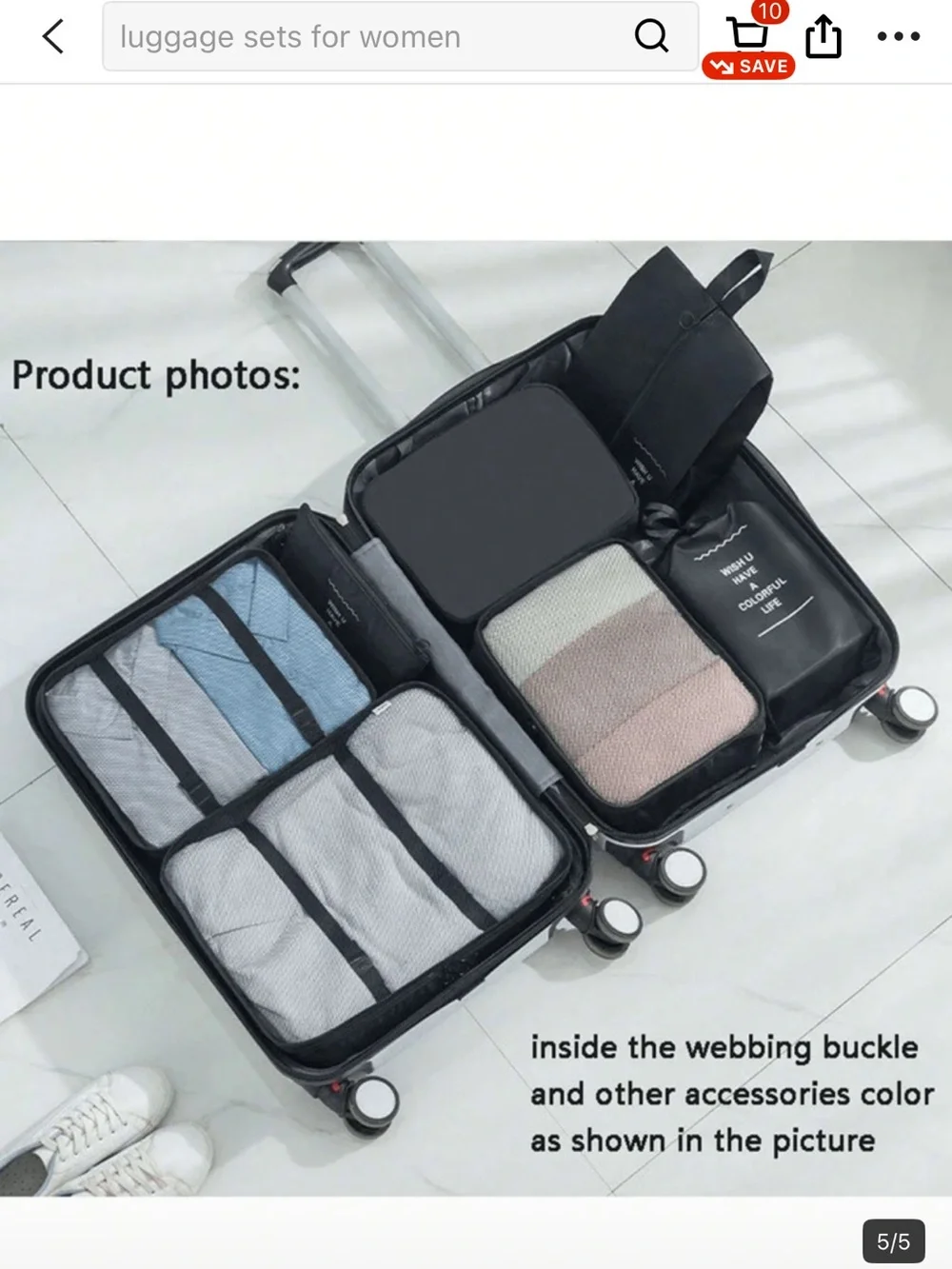 SHEIN Black Travel Packing Cube & Organizer Set 11 pieces new